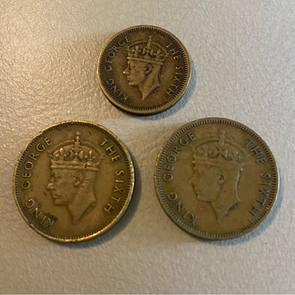 Rare Hong Kong 1949 Five Cents, 1949 & 1950 Ten Cents King George VI Coins 3/Set